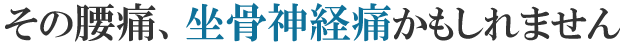 その腰痛坐骨神経かもしれません